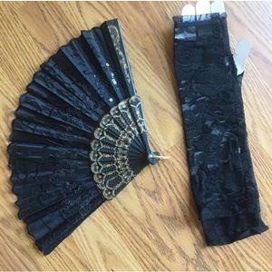 Lace fan & lace gloves